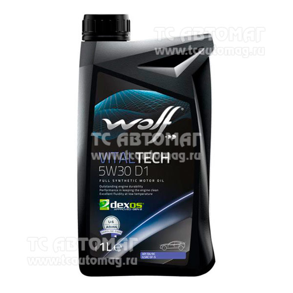 Масло WOLF VITALTECH 5W30_D1 1л. синтетика бензин 8332241 (кор.12 шт), OEM CHRYSLER MS 6395, FORD WSS-M2C946-A, GM dexos1Gen 2, ILSAC GF-5; API SN Plus, API SN/RC
