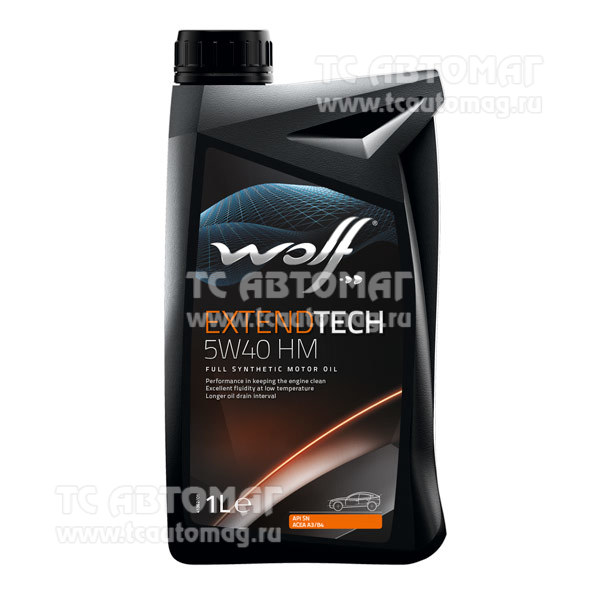 Масло WOLF EXTENDTECH 5W40 HM 1л. синтетика 8321184 (кор.12 шт), OEM MB 229.5, PSA B71 2296, VW 502.00, VW 505.00; ACEA A3/B4, API SN/CF