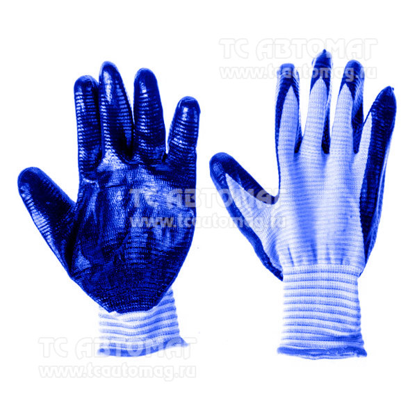 Перчатки нейлоновые с нитриловым покрытием Супер Люкс синие