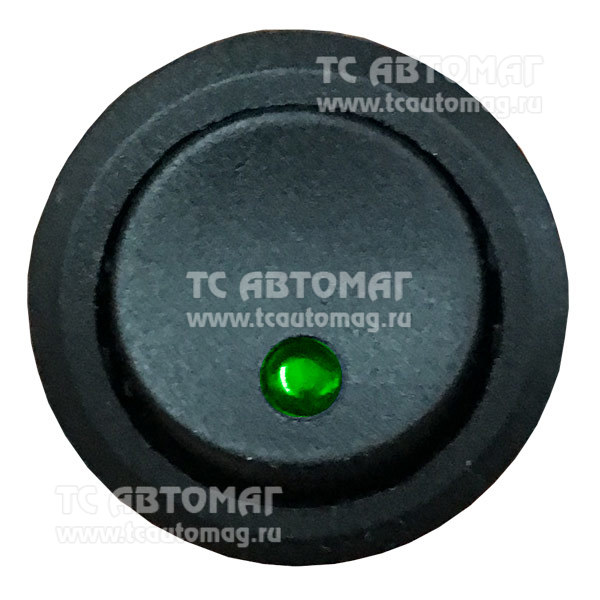 Выключатель клавишный круглый с LED подсветкой Green 3конт 50865