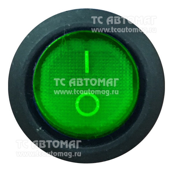 Выключатель клавишный круглый с подсветкой Green 3конт 50869