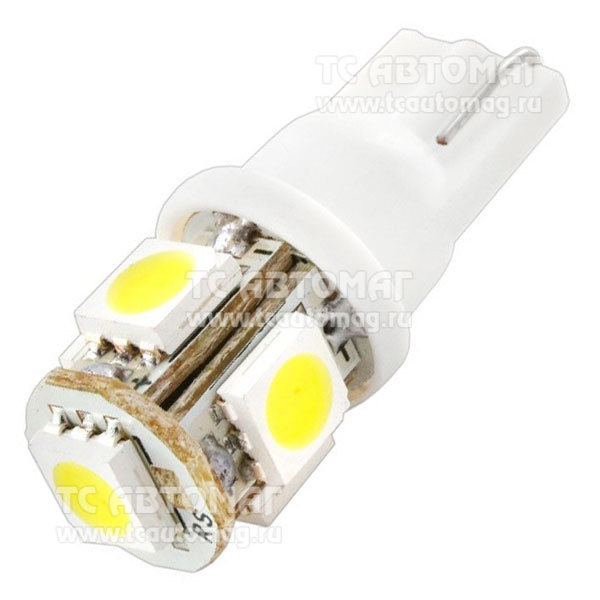 Светодиод 12V/5W T10 5SMD белый SKYWAY S08201124_1