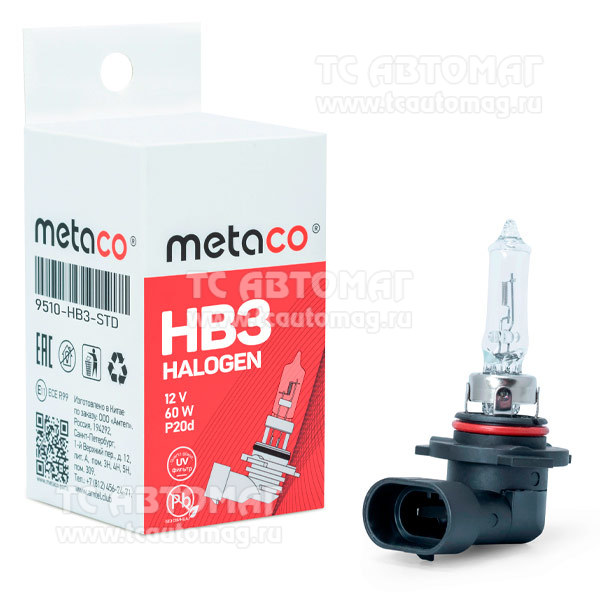 Лампа HB-3 12V 65W (9005) P20D 9510-HB3-STD Metaco  (уп.10 шт.)