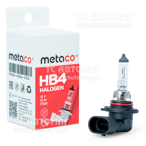 Лампа HB4 12V 51W (9006) P22D 9510-HB4-STD Metaco  (уп.10 шт.)