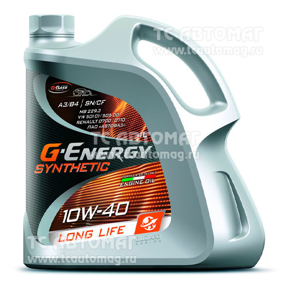 Масло G-Energy LongLife 10W-40 4л синтетика API-SN/CF, ACEA-A3/B4  253142395