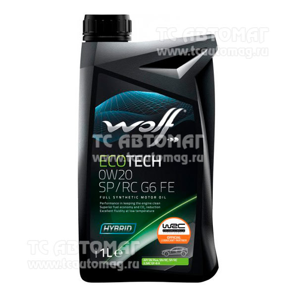 Масло WOLF ECOTECH 0W20 SP/RC G6 FE 1л. синтетика бензин 1047257 (кор.12 шт). OEM FIAT 9.55535-GSX, FORD WSS-M2C962-A, GM dexos1, Gen 2 ILSAC GF-6 A; API SP, API SP/RC