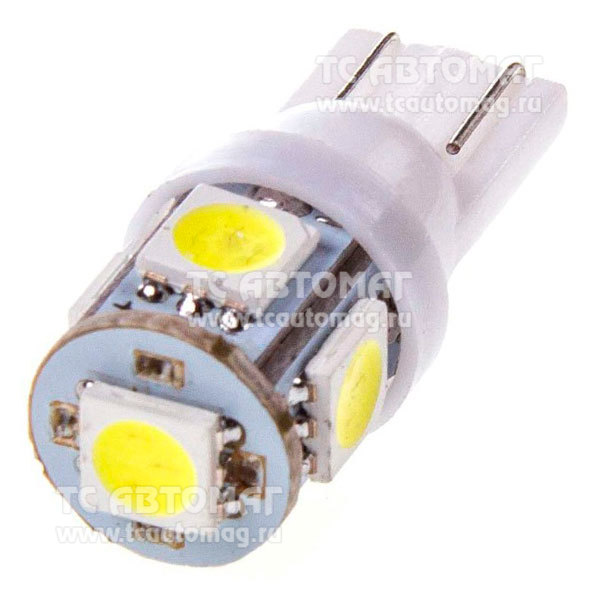 Светодиод 24V/5W T10 5SMD 1конт белый SKYWAY S08202005