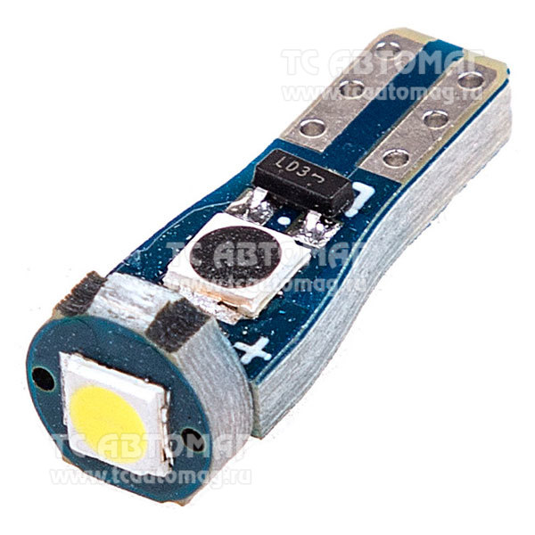 Светодиод 12V-24V/1,2W T5 1SMD биполярный белый SKYWAY S08201370