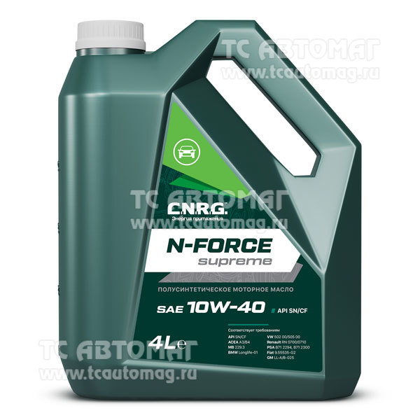 Масло C.N.R.G. N-Force Supreme 10W-40 4л п/синт API SN/CF пластик , ACEA A3/B4 CNRG-026-0004P (уп.4)